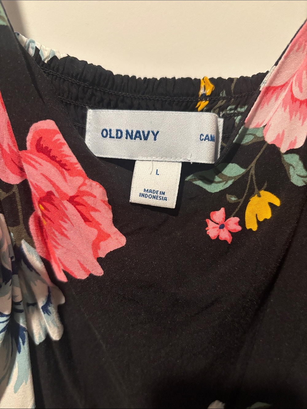 Old Navy Black Midi Dress with Pink, White & Yellow Floral Print - Picture 2 of 4